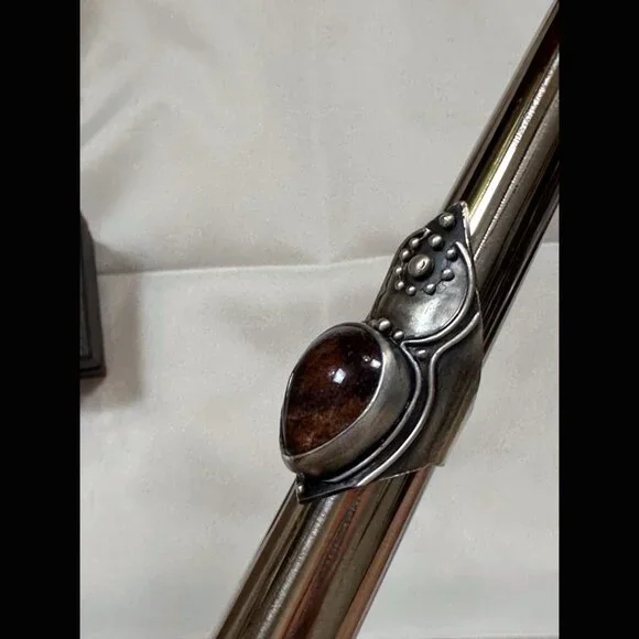 OOAK Acid Queen Warrior Ring Lodolite Sterling Silver Moon Shield Knuckle 9 - Picture 9 of 10